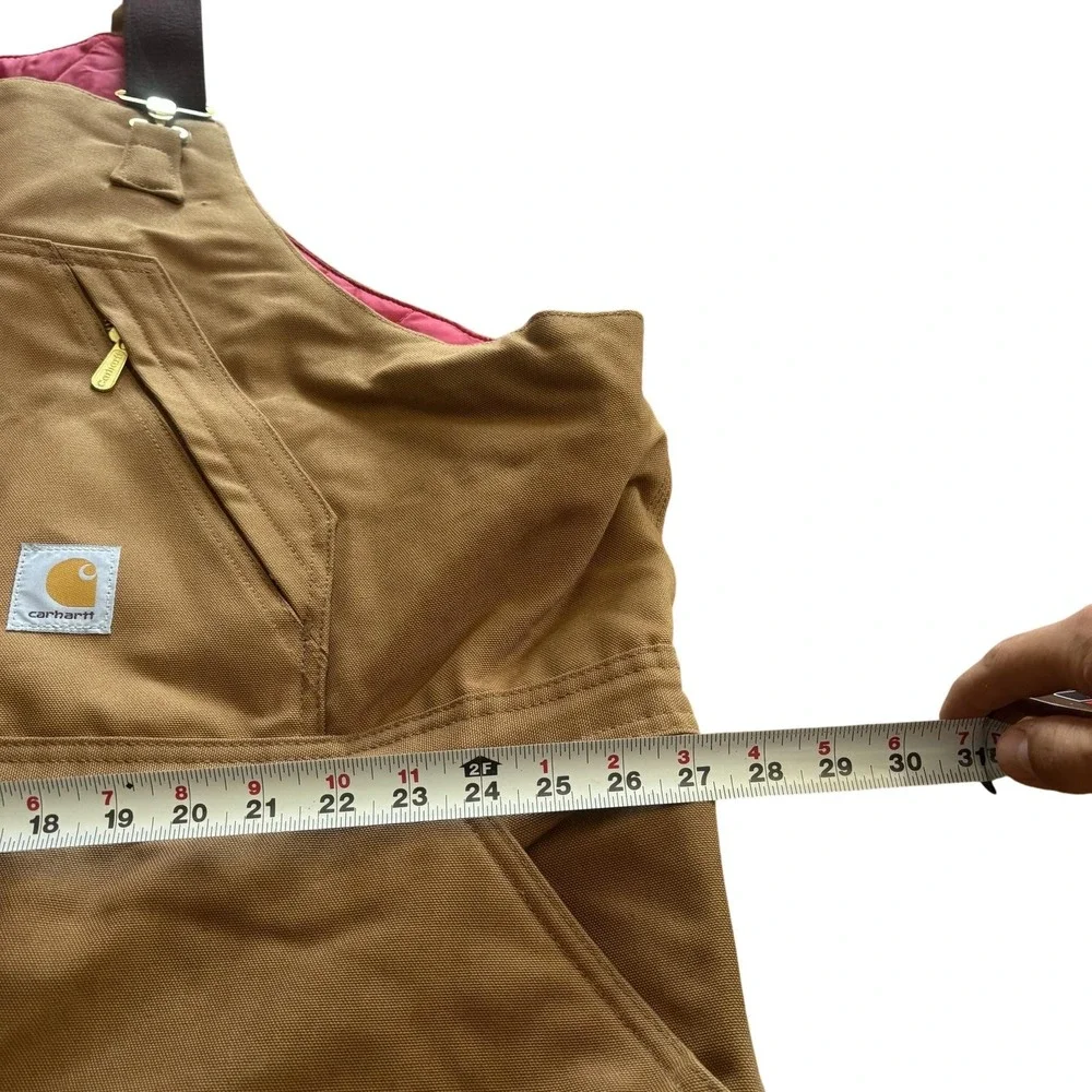 Carhartt Bib Overalls Mens 50x30 Brown R38 Duck Insulated Quilt Lined Workwear